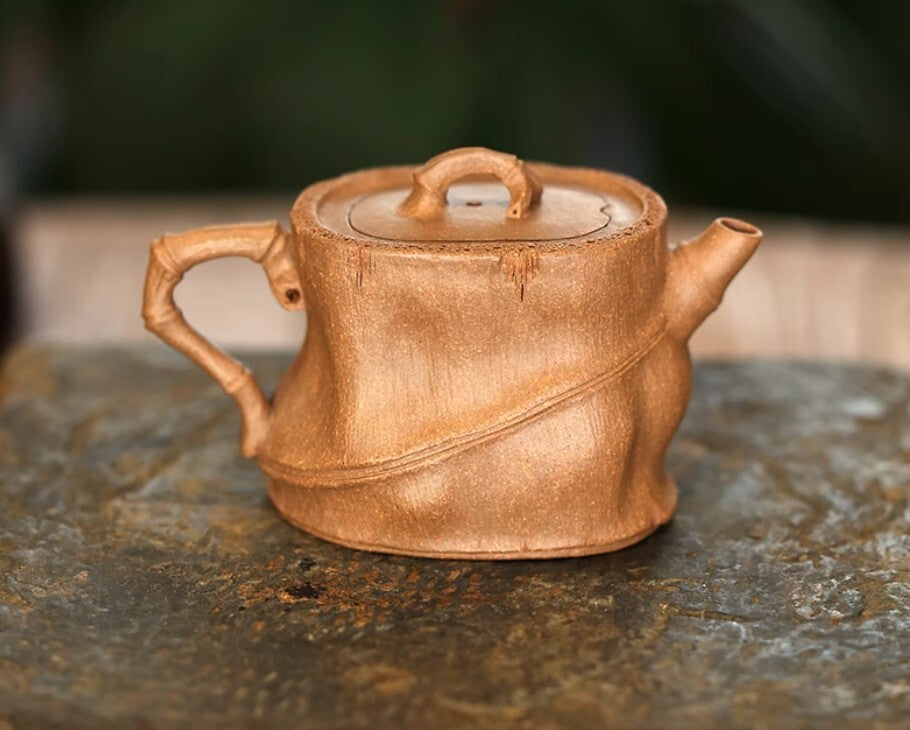 120cc chinese Yixing Handmade Zisha teapot Duan Clay Bamboo Hu Gongfu Tea Pot