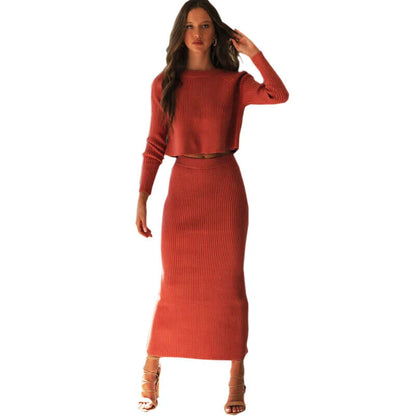 2 Pieces Set Women Sweater Skirts Office Lady Skirts 2PCS Suits Winter Cloth