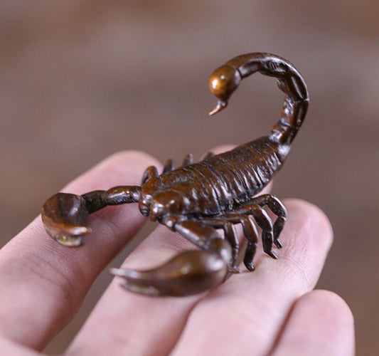 2.04" Solid Brass Scorpion Statue Animal Figurines Tea Pet Decor