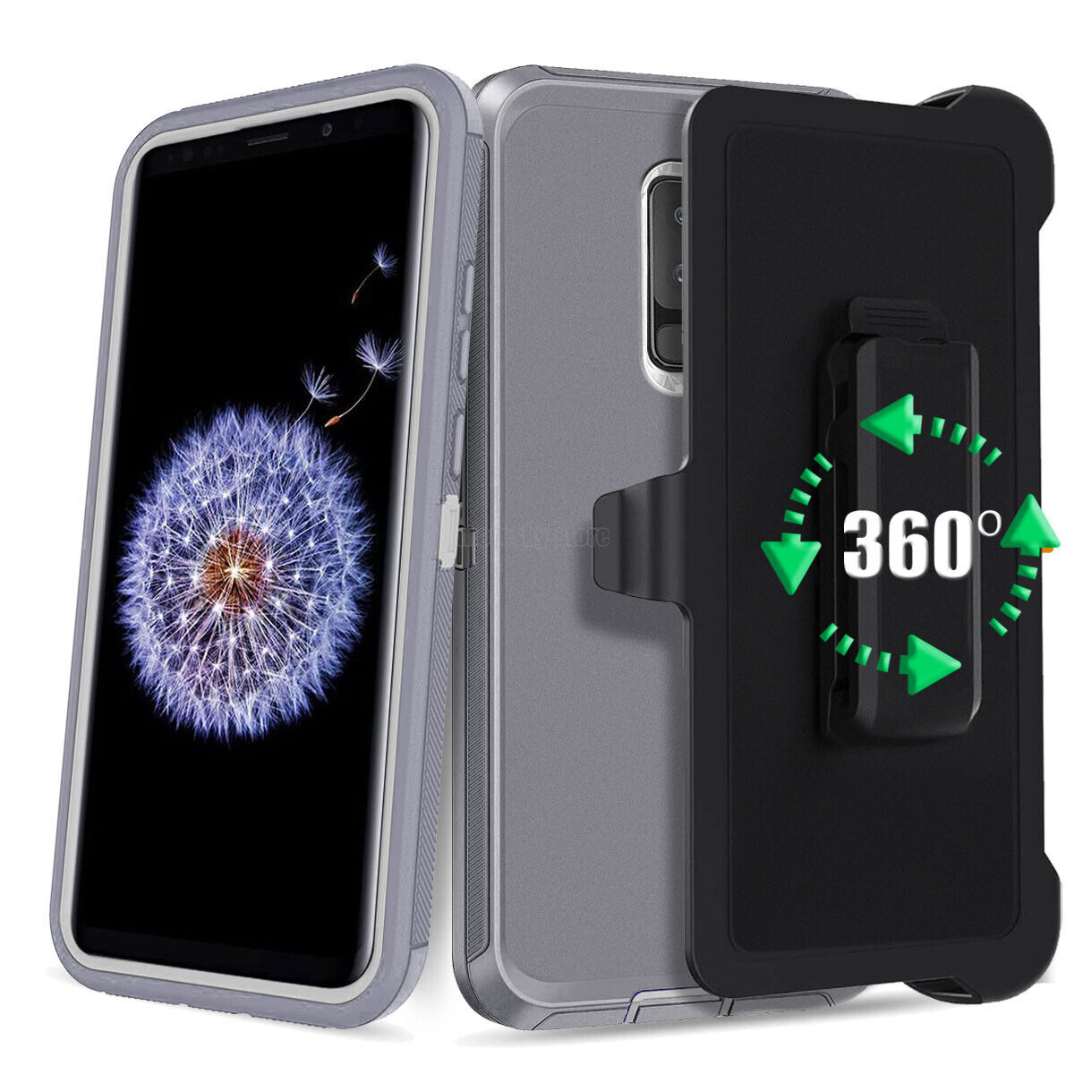 For Samsung Galaxy S9 Plus Heavy Duty Rugged Hard Soft Case / Clip Holster Stand