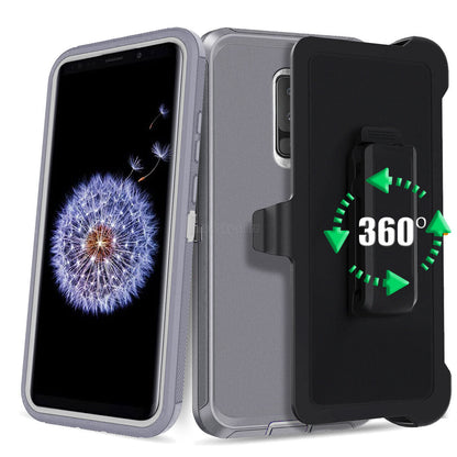For Samsung Galaxy S9 Plus Heavy Duty Rugged Hard Soft Case / Clip Holster Stand