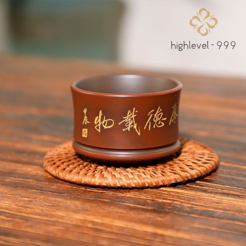 70ml Purple Pottery Handcarved Teacup Master Cup Tea Tasting Cup Kungfu Teaware