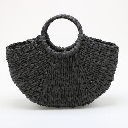Handmade Bag Weaving Paper Straw Pouch Wrapped Beach Moon Shaped Bags Travelling