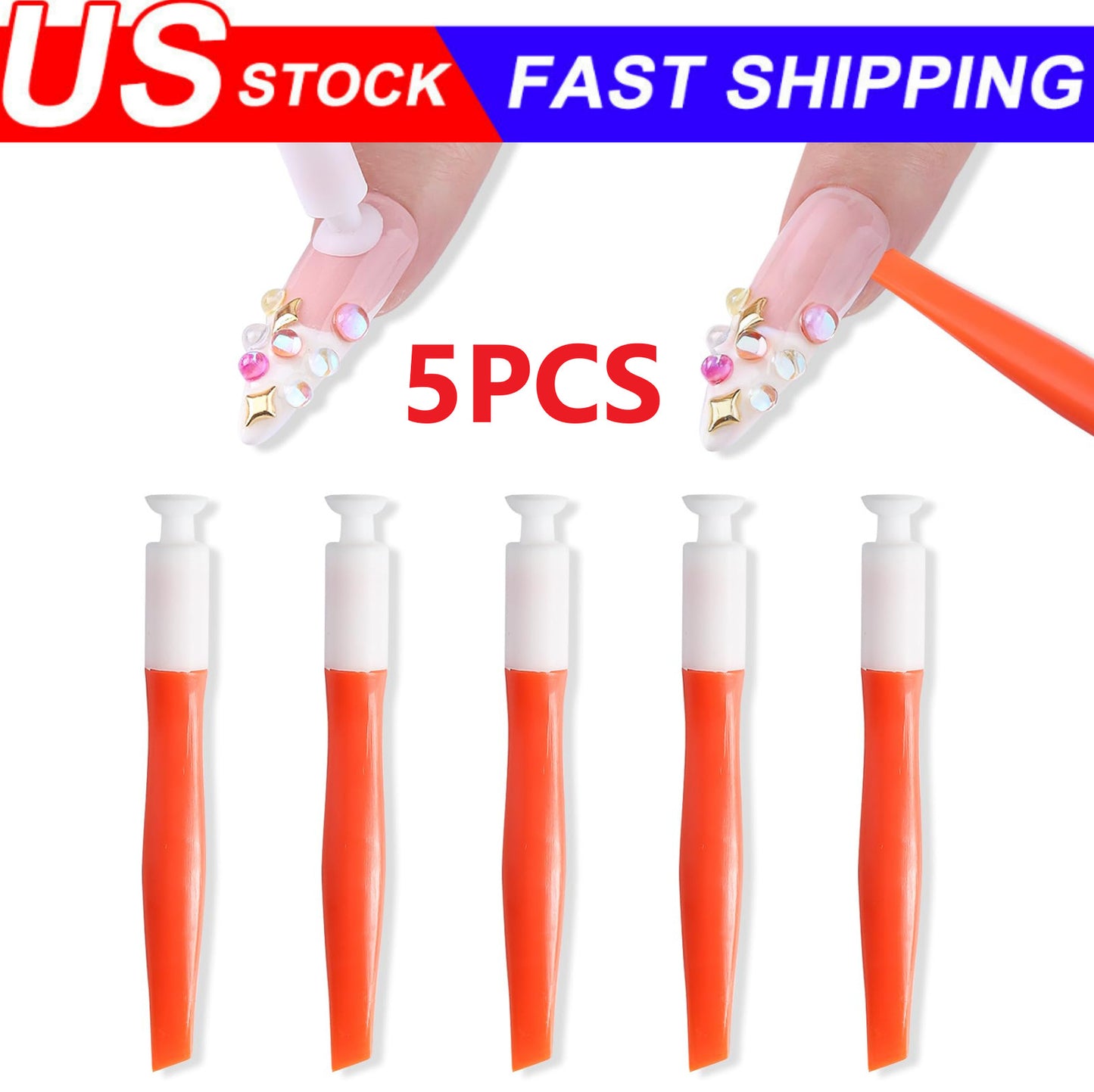 5Pcs Portable Nail Art Suction Stick Tool Beauty Manicure Salon Accessories
