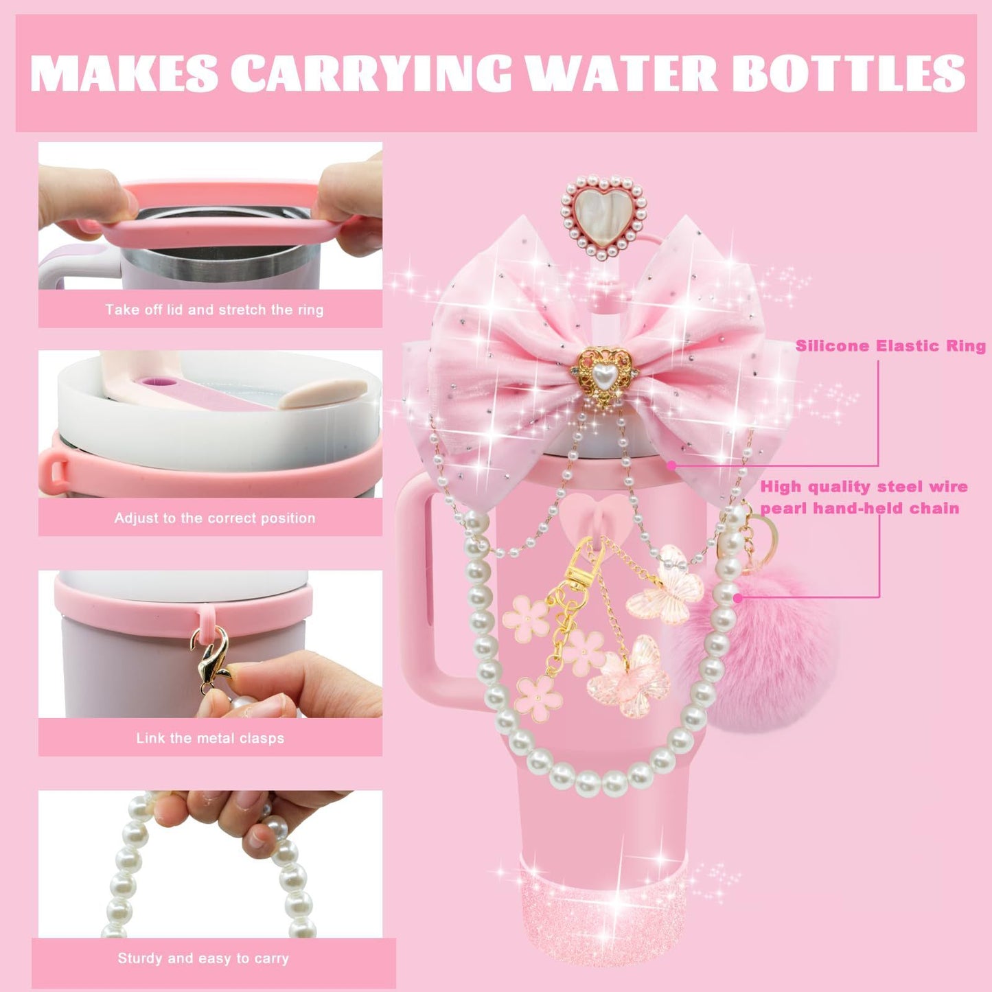 9Pcs Cup Accessories Set for Stanley Cup 40 30oz Insulated Sleeve Travel Cup AU