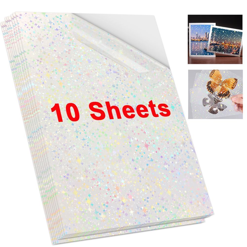 Photo Paper A4 Self-Adhesive Stickers 10 Sheets Holographic Cold Laminating Film