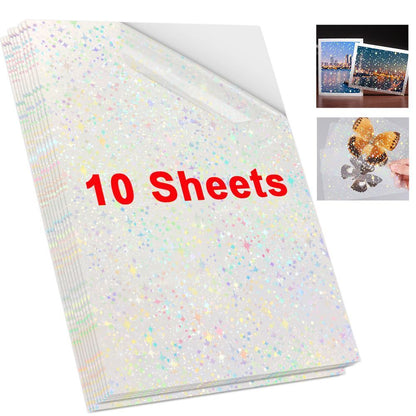 Photo Paper A4 Self-Adhesive Stickers 10 Sheets Holographic Cold Laminating Film
