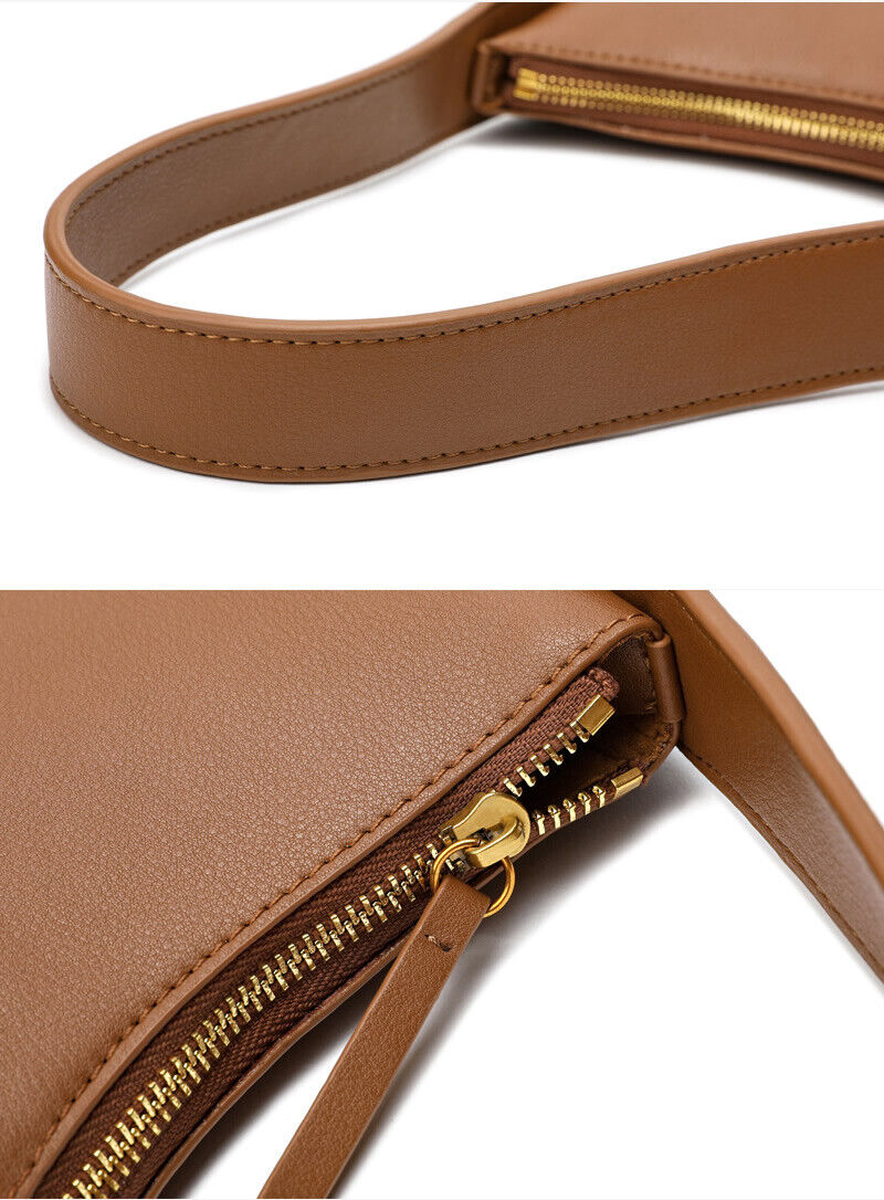 Small Mini Curved Half Moon Leather Single Shoulder bag Purse Handbag Tote