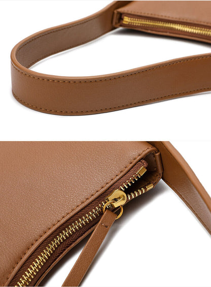 Small Mini Curved Half Moon Leather Single Shoulder bag Purse Handbag Tote