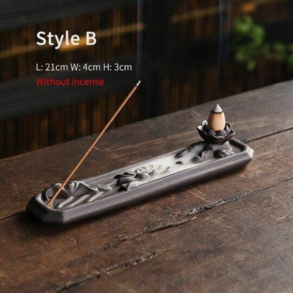Ceramic Backflow Incense Burner Mountain Coral Stone Incense Holder for Sticks