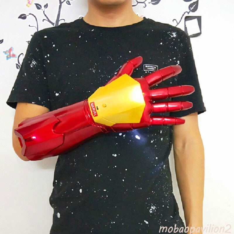 1 Pair 1:1 New Iron Man Gauntlet Laser LED Light Gloves Cosplay Props Model Toy