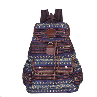 Striped Canvas Double Shoulders Large Backpacks Retro Bag 40*30*150 CM Polyester