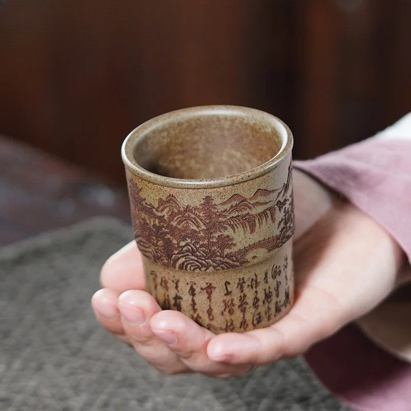 160ml Yixing purple clay Landscape Wood-fired Tea-tasting Smelling Master Cup