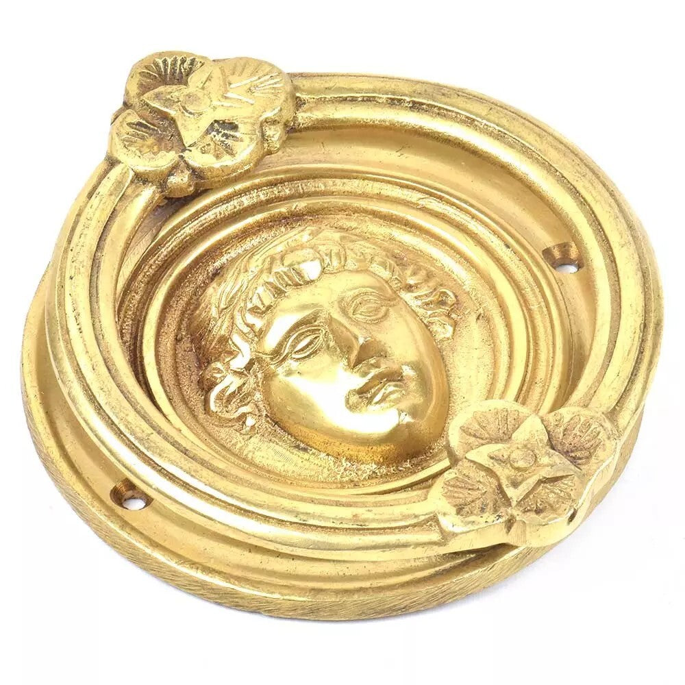 Antique Golden Look Brass Roman Design Door Knocker Door Bell Home Decor
