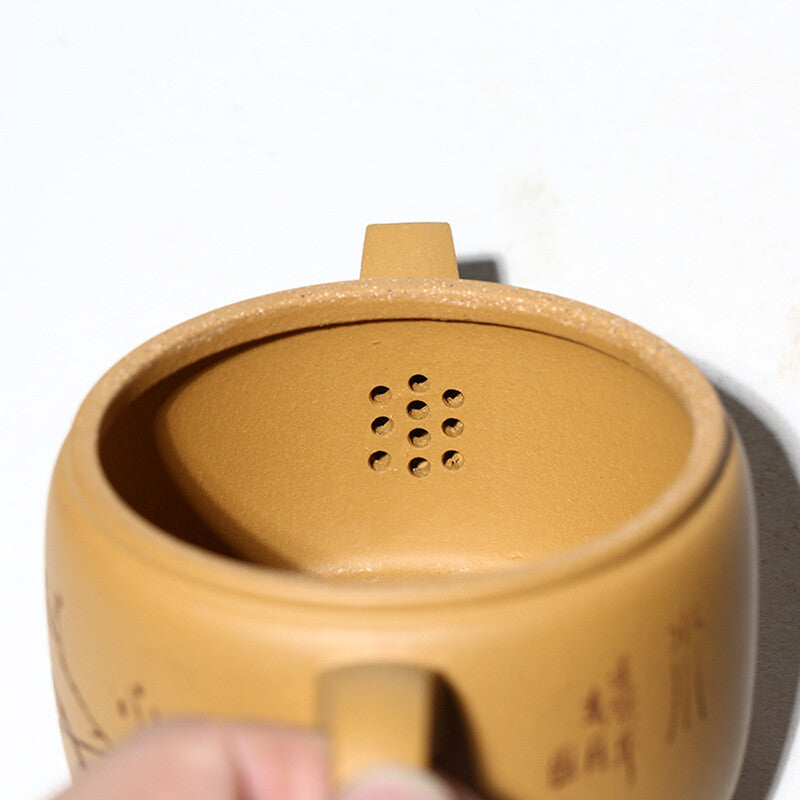 Handmade Tea Pot Bird Branch Carved Big Mouth For Puer Tea Real Yixing Duan Clay
