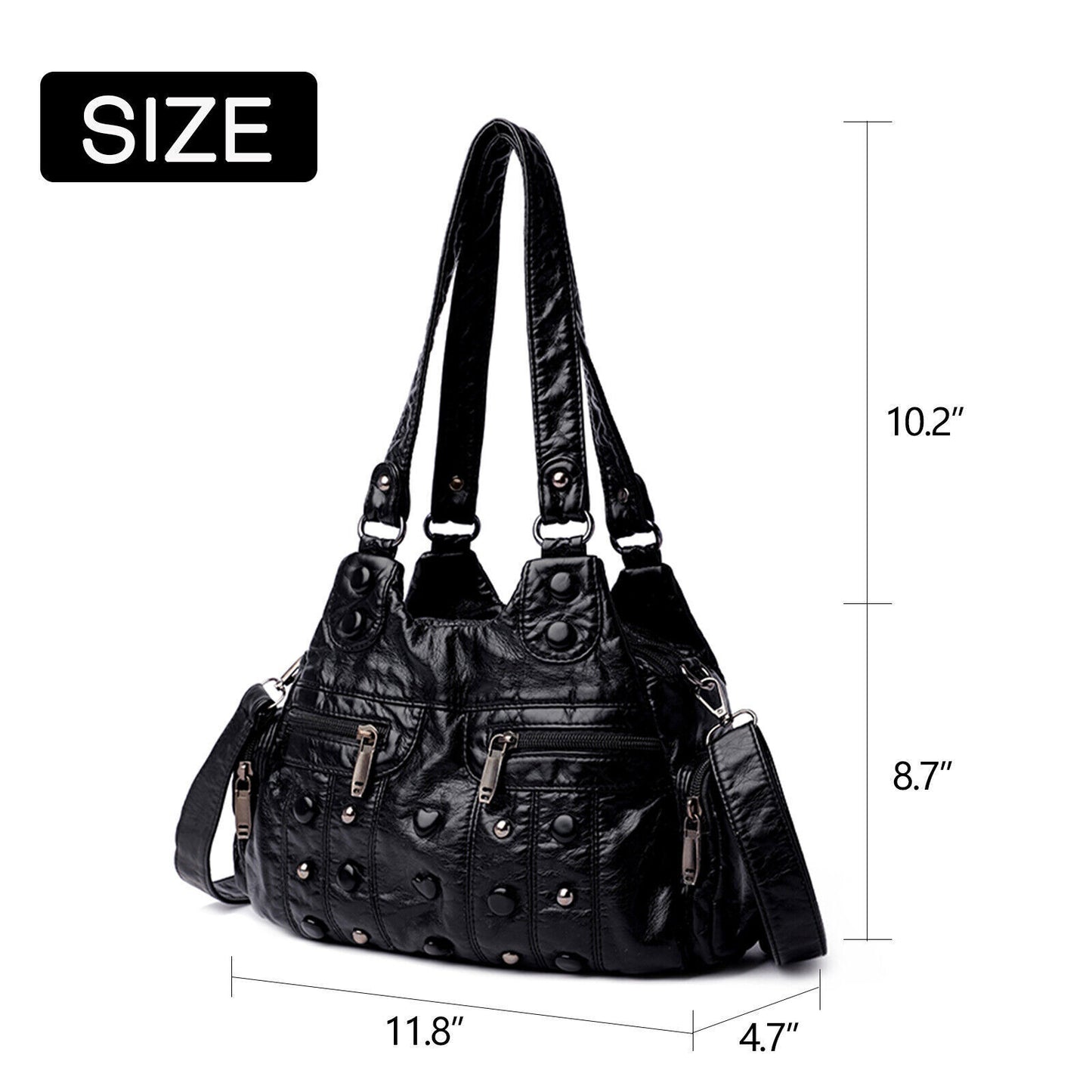 Vintage PU Leather Women Handbag Soft Crossbody Shoulder Bag Tote Double Handles