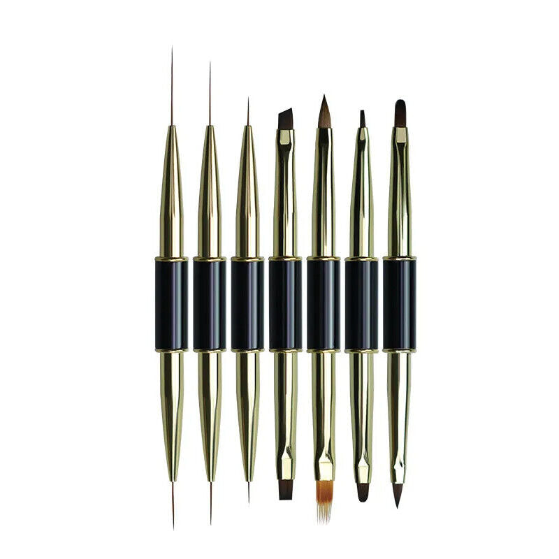 Nail Art Tool Dual End Stripe Liner DIY Liquid Powder Acrylic Painting Brush Pen