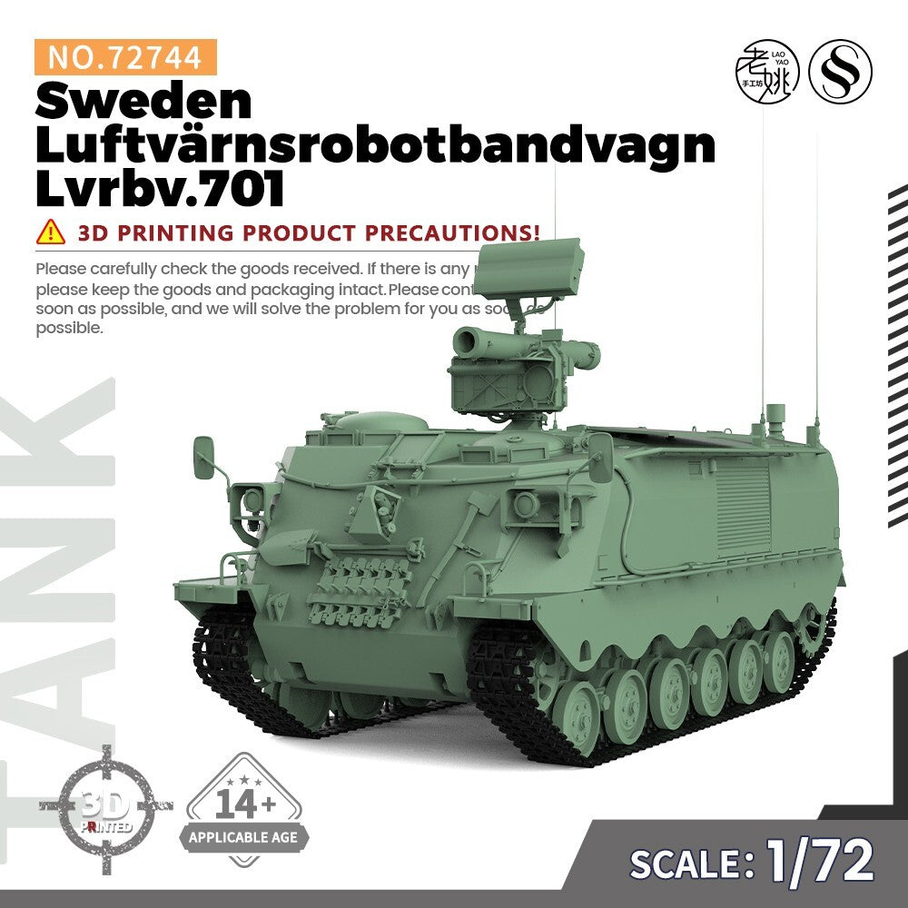 SSMODEL 1/72 25mm Military Model Kit Sweden Luftvärnsrobotbandvagn Lvrbv.701