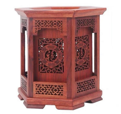 Chinese Rosewood Carved Pen Holder Pencil Study Desk Organizer Statue Decor Gift