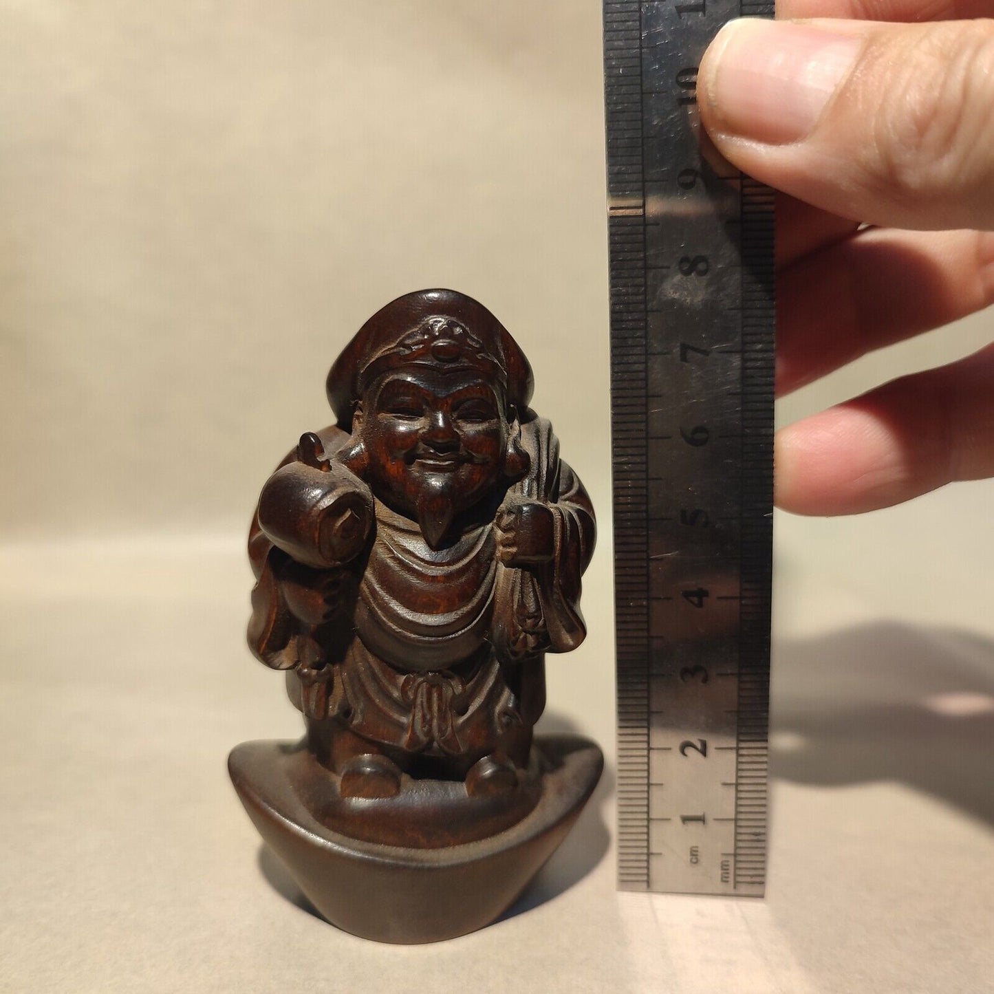 chinese figurine antique wood carving buddha statues tibet Mammon wooden boxwood
