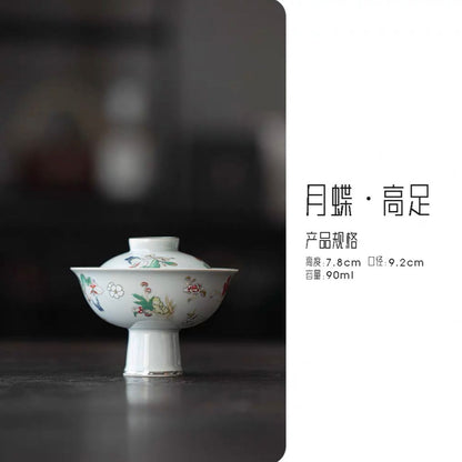 Retro Covered Bowl Japanese Tea Bowl Ingot Covered Bowl Kung Fu Tea Set