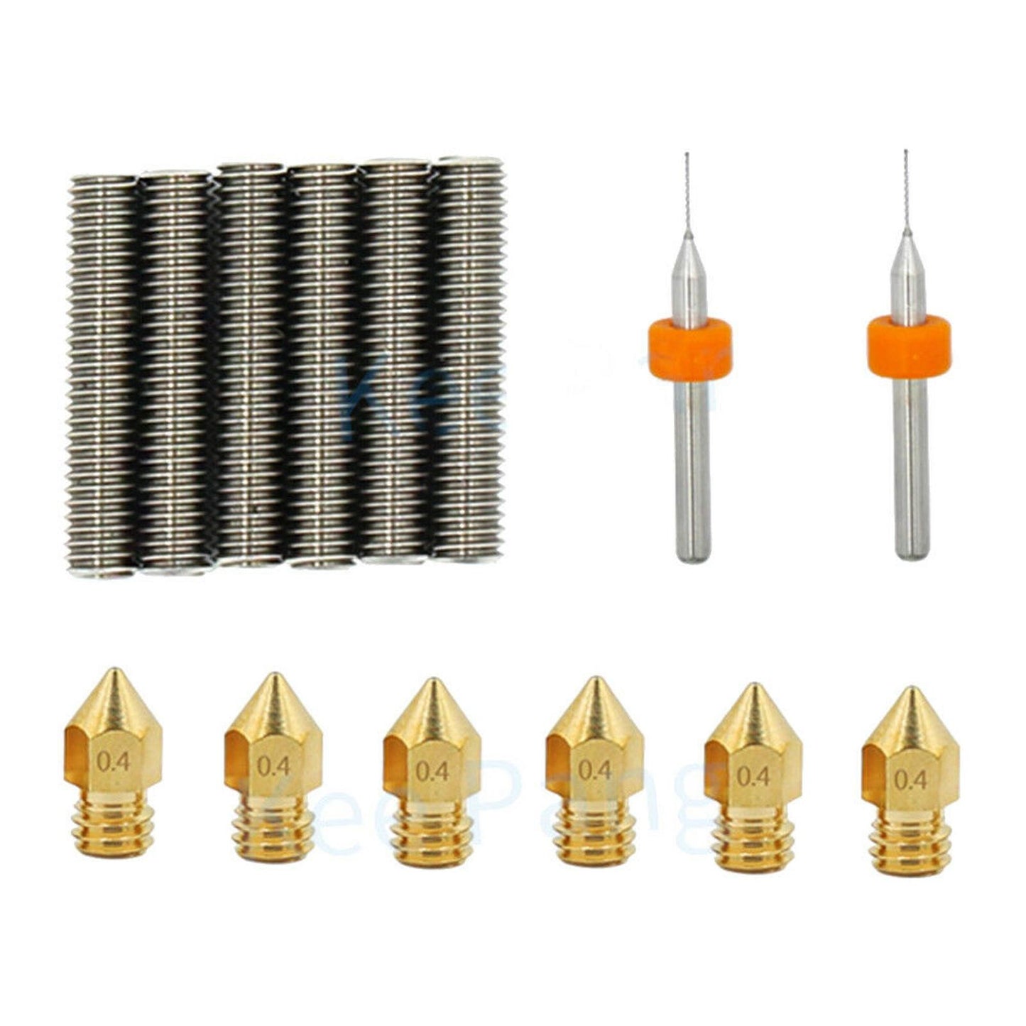 3D Printer Extruder Brass Head Nozzle+M6 Throat Tube + Drills Accessory Parts C