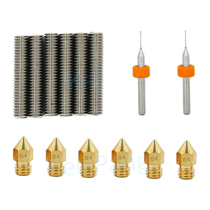 3D Printer Extruder Brass Head Nozzle+M6 Throat Tube + Drills Accessory Parts C