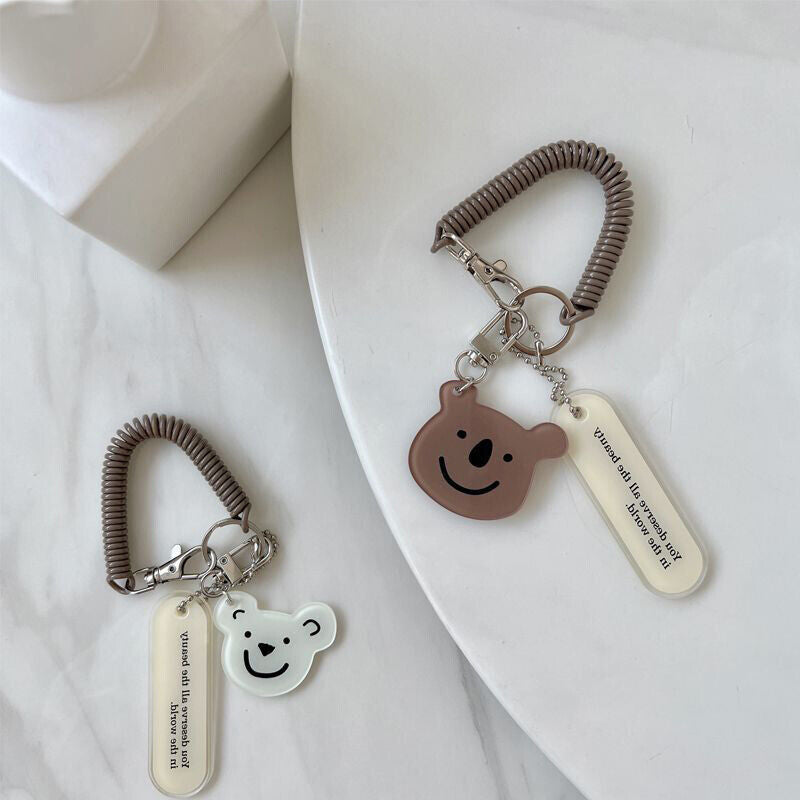 Girl's Little Bear Key Chain Anti-Loss Spring Rope Pendant Bag Accessories