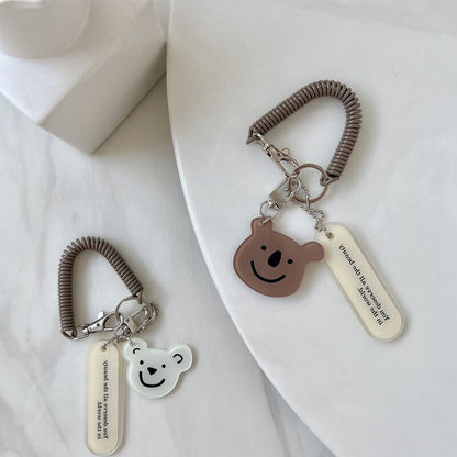 Girl's Little Bear Key Chain Anti-Loss Spring Rope Pendant Bag Accessories