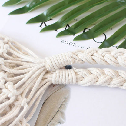 Summer Woven Beach Bag Handmade Hollow Out Straw Bag Tote Cotton Rope Crochet