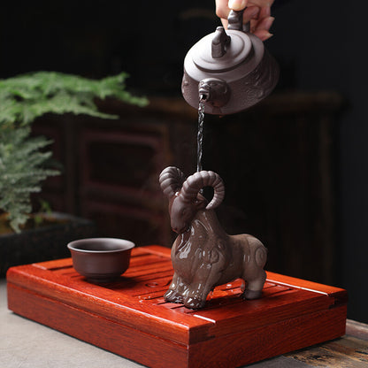 Wealthy Goat Statue Mascot Zisha Purple Clay Tea Pet House Warming Gift Creative