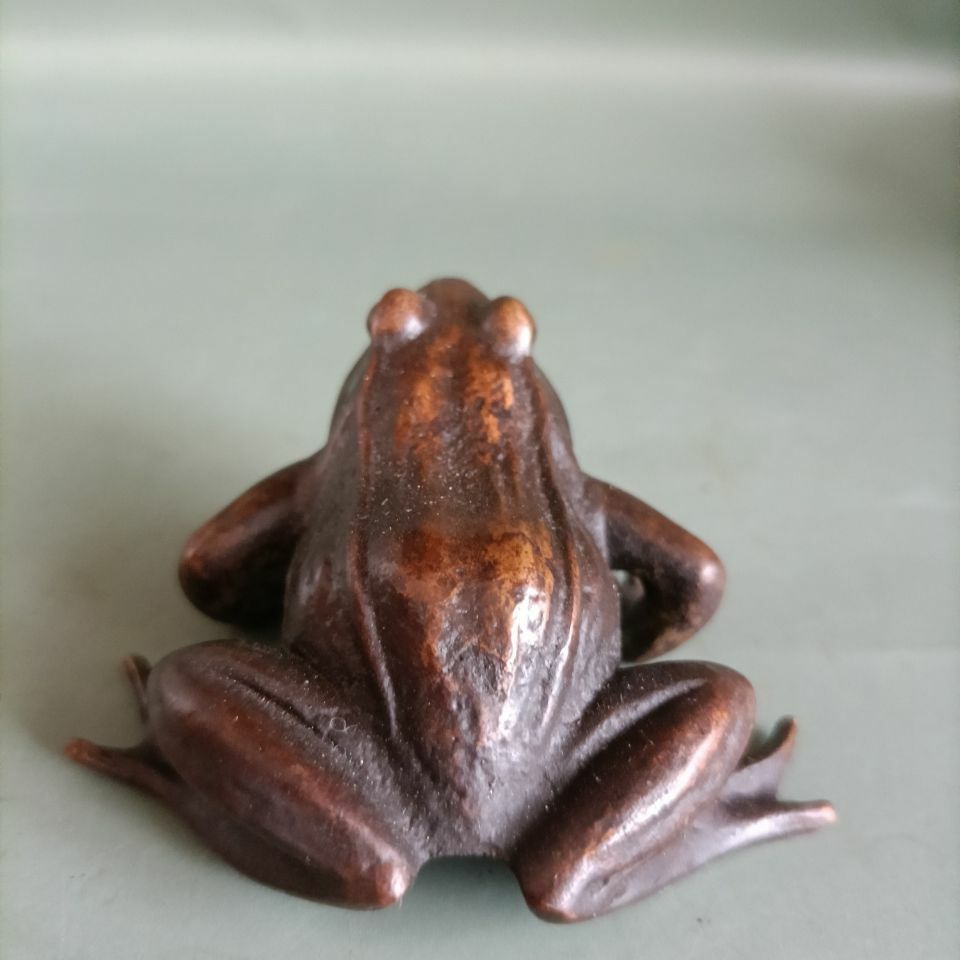 Antique Collection Solid Frog Ornament Small Handle Tea Pet Ornament Statue