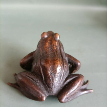 Antique Collection Solid Frog Ornament Small Handle Tea Pet Ornament Statue