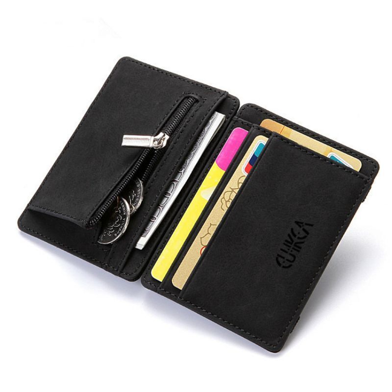 Mini Small Magic Wallets Zipper Coin Purse Pouch Ultra Thin Synthetic Leather
