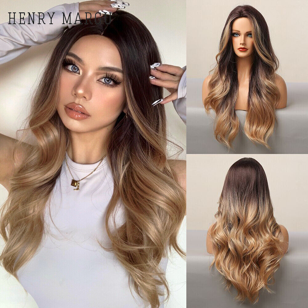 Long Wavy Wigs with Bangs Cosplay Party Synthetic Hair Wigs for Black Women