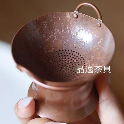 Japanese Purple Copper Handmade Teapot Strainer Gongfu Tea Accessory
