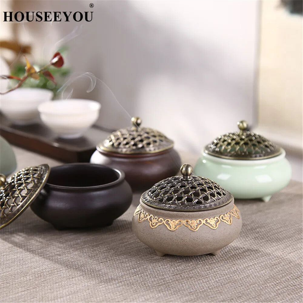 Ceramic Mosquito Repellent Incense Burner Coil Censer Decor Incense Holder