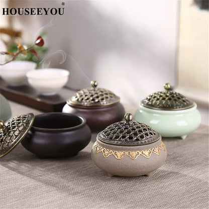 Ceramic Mosquito Repellent Incense Burner Coil Censer Decor Incense Holder