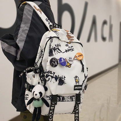 Women Men Backpack Lady Travel Badge Backpack Bag Female Student Bag