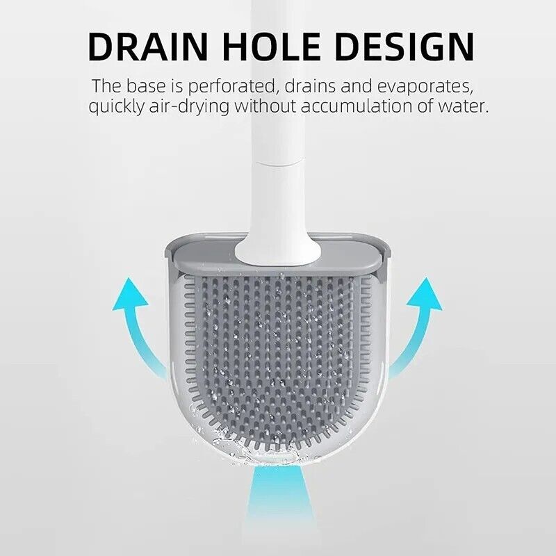 Cepillo De Inodoro con Soporte Colgante de Pared Escobilla Flexible para Limpiez