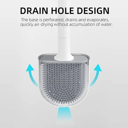 Cepillo De Inodoro con Soporte Colgante de Pared Escobilla Flexible para Limpiez