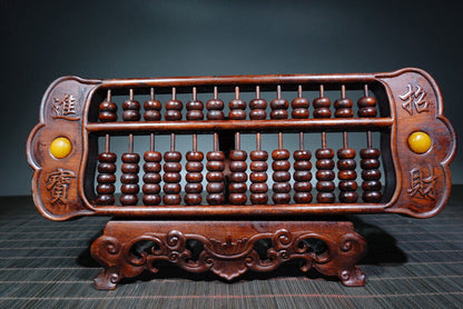 Chinese Natural Boxwood Handcarved Exquisite Ruyi Abacus