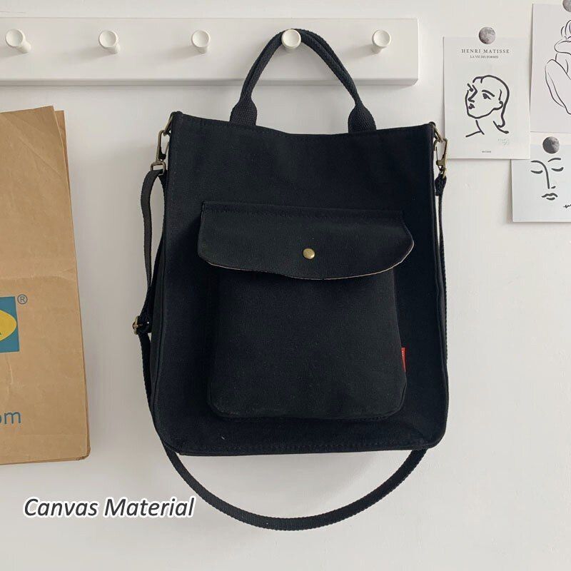 Shoulder Bag Women Vintage Shopping Bags Zipper Bookbag Handbags Casual Pockets