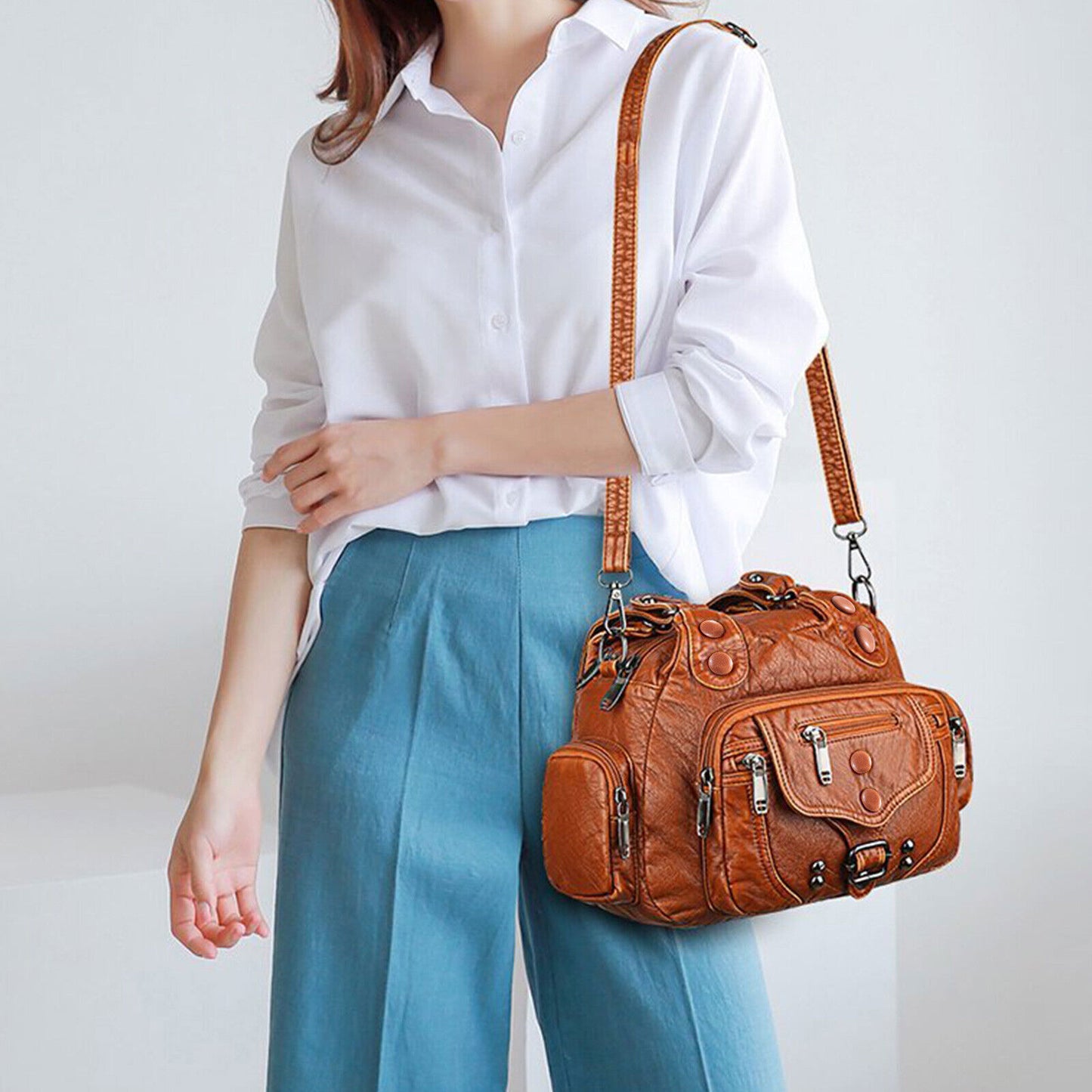 Soft Women Crossbody Hobo Bag Faux Leather Large Shoulder Tote Bag Handbag Purse