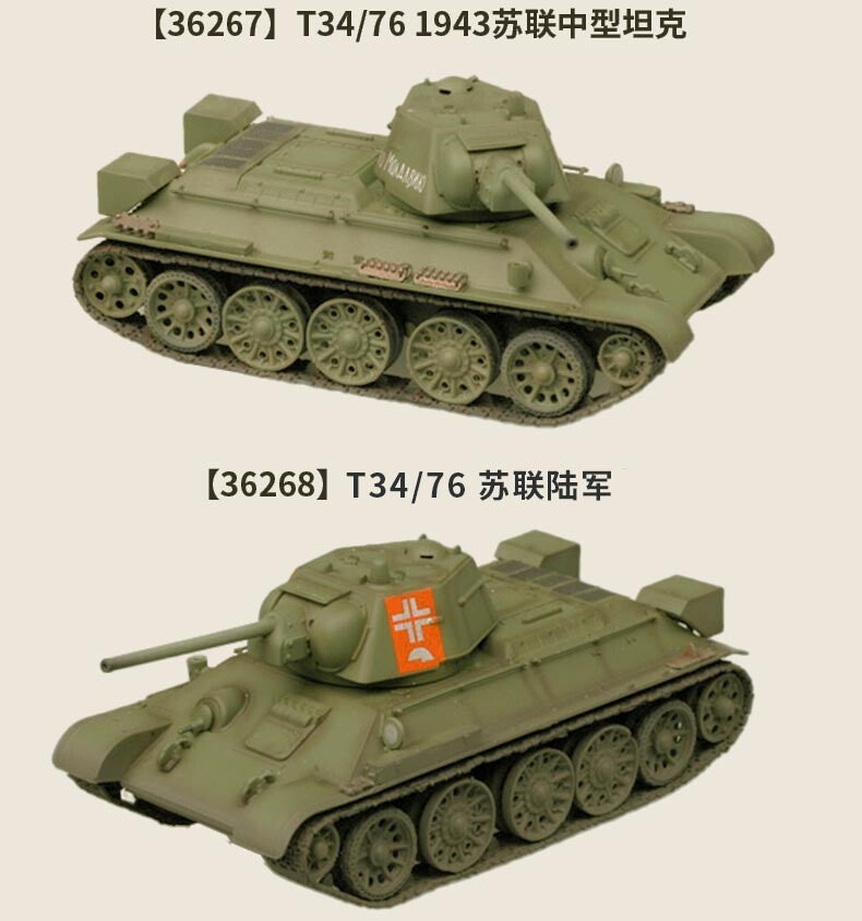 1/72 Soviet World War II T34 Medium Tank Painting 1942 Model Collection Gift