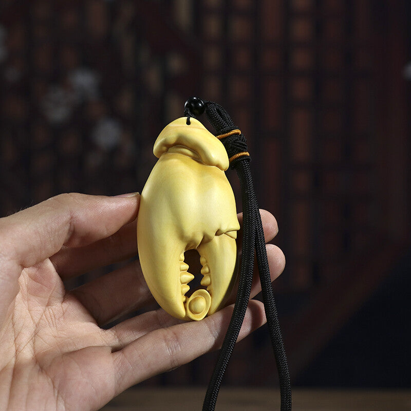 2“ Hand Carved Boxwood Netsuke : Funny Wealthy Crab Claw