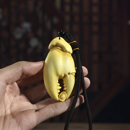 2“ Hand Carved Boxwood Netsuke : Funny Wealthy Crab Claw
