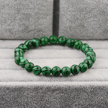 Natural Handmade 6/8/10Mm Green Malachite Round Gemstone Beads Stretch Bracelets