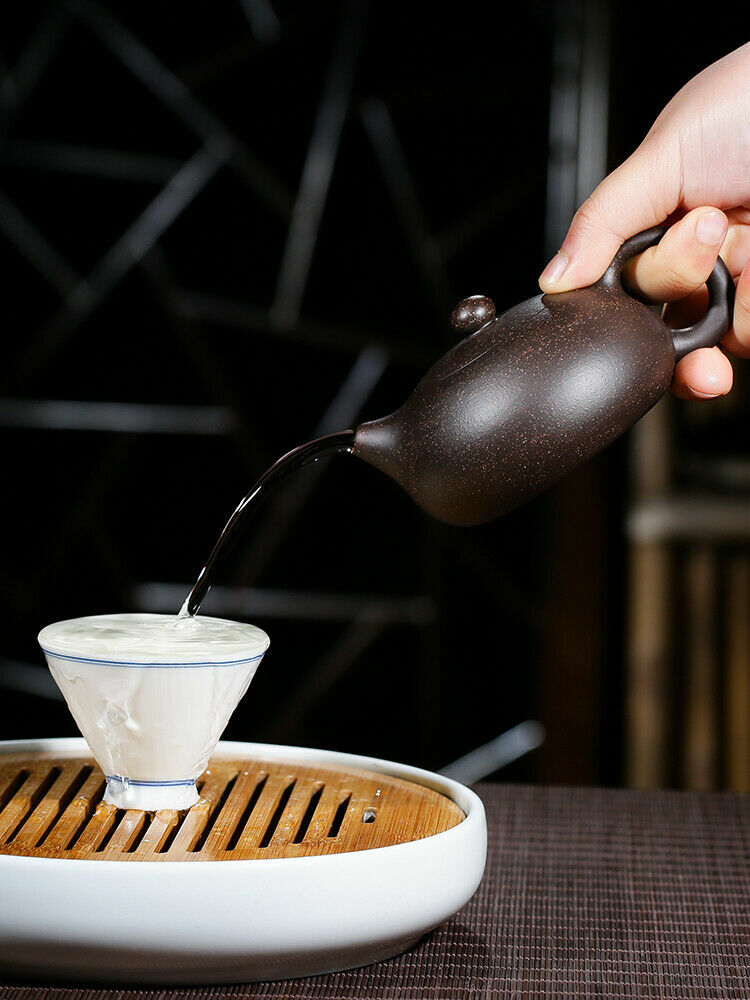 Marked Xishi Tea Pot Real Yixing Zisha Black Galaxy Clay Pot Handmade Ball Holes