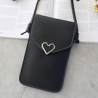 Handbag Women Bags Heart-shaped Transparent Simple Retro Mobile Phone Buckle Bag
